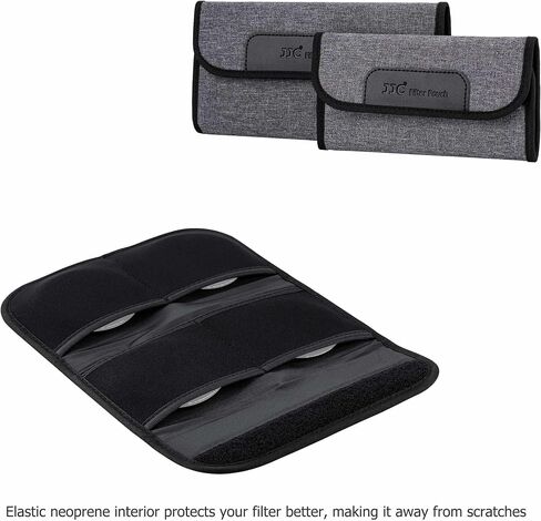 JJC 3-Pocket Lens Filter Pouch Case, Wallet for Circular Filters up to 82mm | Padded Folding Filter Bag, with Belt Loop & Fasten Closure, Durable Polyester Material, Dustproof, Compact to Travel in Saudi Arabia