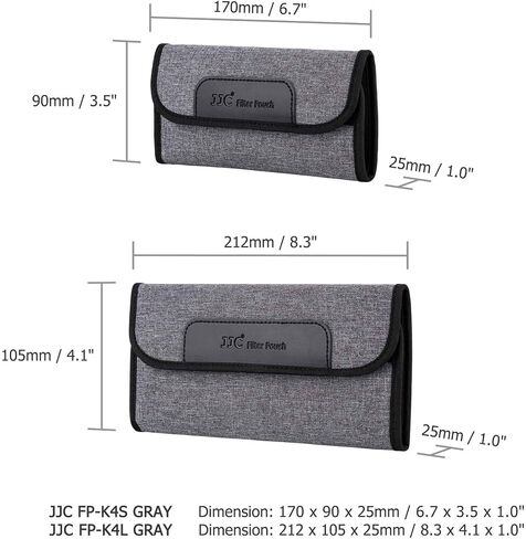 JJC 3-Pocket Lens Filter Pouch Case, Wallet for Circular Filters up to 82mm | Padded Folding Filter Bag, with Belt Loop & Fasten Closure, Durable Polyester Material, Dustproof, Compact to Travel in Saudi Arabia