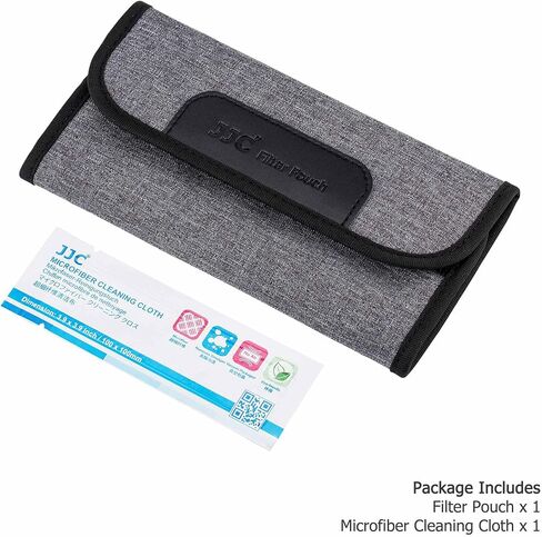 JJC 3-Pocket Lens Filter Pouch Case, Wallet for Circular Filters up to 82mm | Padded Folding Filter Bag, with Belt Loop & Fasten Closure, Durable Polyester Material, Dustproof, Compact to Travel in Saudi Arabia