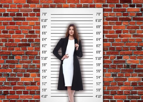DePhoto الشرطة تشكيلة خلفية خط أسود Mugshot الرجعية الطوب جدار ديكور صورة خلفية التصوير الفوتوغرافي للحزب راية الأطفال لعبة صور استوديو الدعامة in Kuwait