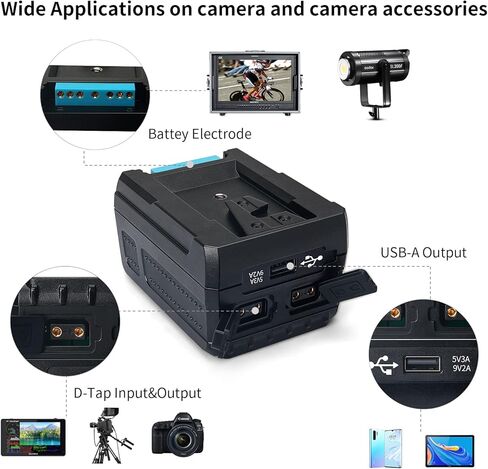 ANDYCINE Mini V-Mount Battery V-Lock 95Wh 10A Draw Batteries with Dual D-Tap & USB-A Output to Power Camcorder Camera,Compatible with BMPCC 4K,6K, Led Studio Lights(Battery Charger NOT Includ) in Kuwait