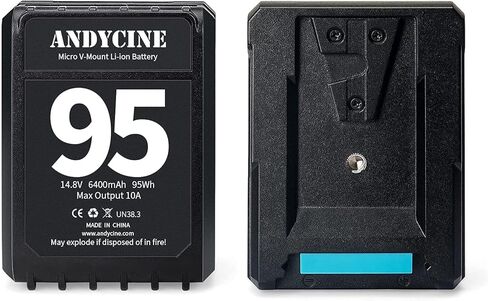 ANDYCINE Mini V-Mount Battery V-Lock 95Wh 10A Draw Batteries with Dual D-Tap & USB-A Output to Power Camcorder Camera,Compatible with BMPCC 4K,6K, Led Studio Lights(Battery Charger NOT Includ) in Kuwait