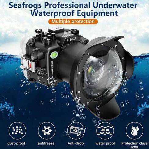 Seafrogs 40M/130FT Underwater Camera Housing Waterproof Case for Sony FX3 with 6" Dome Port, Compatible with Sony FE12-24 F4 and FE16-35 F4 Lens(Zoom Rings for FE12-24 F4 and FE16-35 F4 Included) in Saudi Arabia