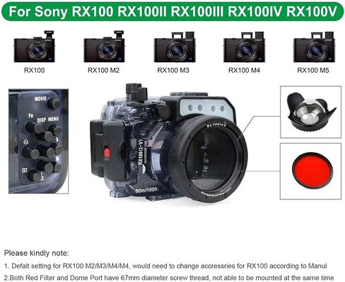 Seafrogs [60m/195ft] Underwater Camera Waterproof case w/Fisheye Wide Angle Lens Dome Port Kit for Sony RX100 I II III IV V RX100 M2 M3 M4 M5 in Saudi Arabia