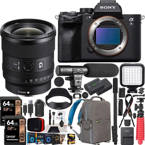 Sony a7S III Full Frame Mirrorless Camera Body with Sony FE 20mm F1.8 G Full-Frame Lens SEL20F18G ILCE-7SM3/B Bundle with Deco Gear Photography Backpack Case, Software and Accessories in Saudi Arabia