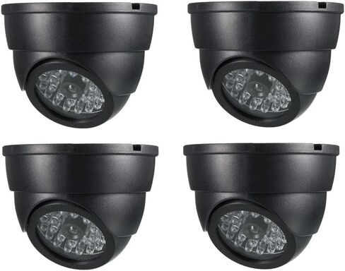 uxcell كاميرا الأمن وهمية الدمية قبة CCTV مع ضوء تحذير LED أحمر وامض للمنزل في الهواء الطلق داخلي أسود 4 قطع in Saudi Arabia