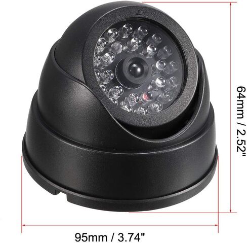 uxcell كاميرا الأمن وهمية الدمية قبة CCTV مع ضوء تحذير LED أحمر وامض للمنزل في الهواء الطلق داخلي أسود 4 قطع in Saudi Arabia