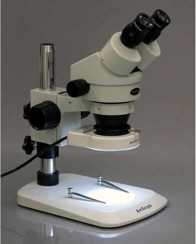 AmScope SM-1BNZ-80S مجهر تكبير ستيريو ثنائي العينين احترافي، عدسات WH10x، تكبير 3.5X-90X، هدف تكبير 0.7X-4.5X، ضوء حلقة LED 80 لمبة، حامل عمود، 110 فولت - 240 فولت، يتضمن 0.5x و2.0x بارلو العدسات in Saudi Arabia