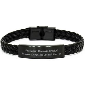 Nice Developer Gifts, Developer. Because Freakin' Awesome, Developer Braided Leather Bracelet From Friends, Gifts For Colleagues, Love feeling, Emotion, Strong affection, Developer software developer, in Saudi Arabia