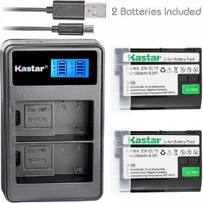 Kastar Battery (X2) & LCD Dual Slim Charger for Nik EN-EL15, ENEL15 and Nik 1 V1, D500, D600, D610, D750, D800, D7000, D7100, D800, D800E DSLR Camera, Grip MB-D11, MB-D12, MB-D14, MB-D15, MB-D16 in Saudi Arabia
