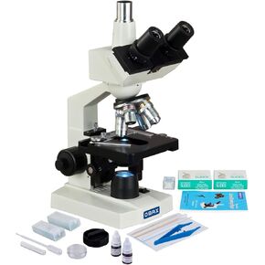 OMAX 40X-2500X LED Lab Trinocular Microscope + Slide Preparation Kit + Blank Slides + Covers + Lens Paper in Kuwait