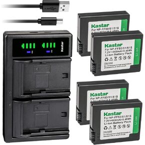 Kastar 2-Pack NP-FF50 Battery and LTD2 USB Charger Compatible with Sony NP-FF50, NP-FF51, NP-FF51S Battery, Sony DCR-PC108, DCR-PC108E, DCR-PC109, DCR-PC109E, DCR-PC350, DCR-PC350E Camera in Kuwait