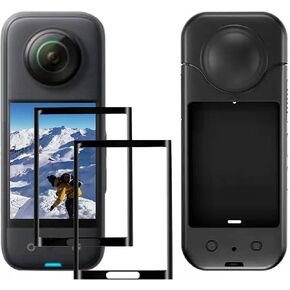 Silicone Case Cover with Lens Cap Screen Protector for Insta360 X3 Soft Bag Sleeve Anti-Scratch Tempered Glass Film [Bubble Free] in Kuwait