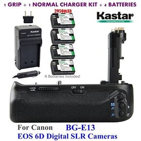 Kastar Pro Multi-Power Vertical Battery Grip (Replacement for BG-E13) + 4X LP-E6 Replacement Batteries + Charger Kit for EOS 6D Digital SLR Cameras in Saudi Arabia