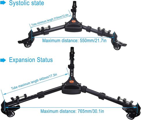 TD-30 Photography Professional Heavy Duty Tripod Dolly with Rubber Wheels and Adjustable Leg Mounts, Compatible with Most Tripods Perfect for Cameras Camcorder and Lighting Equipment in Kuwait