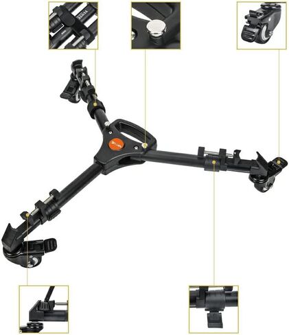 TD-30 Photography Professional Heavy Duty Tripod Dolly with Rubber Wheels and Adjustable Leg Mounts, Compatible with Most Tripods Perfect for Cameras Camcorder and Lighting Equipment in Kuwait