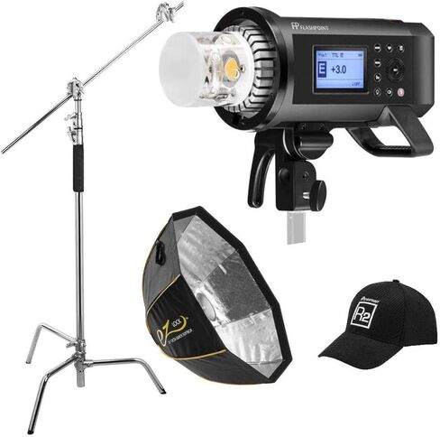 Flashpoint XPLOR 600PRO R2 TTL Battery-Powered Monolight Kit with Softbox and C-Stand in Kuwait