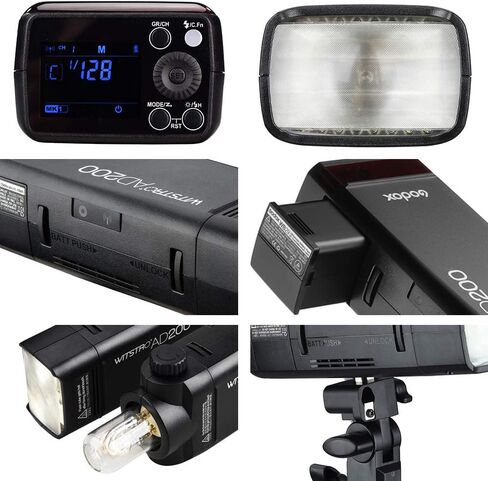 GODOX AD200 Pocket Flash Speedlite 200Ws 1/8000s HSS Cordless Monolight Kit, 500 Full Power Pocket Flash, 0.01-2.1s Recycling, Bare Bulb/Speedlite Flash Head, 2900mAh Rechargeable Battery (AD200) in Saudi Arabia