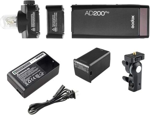 GODOX AD200 Pro with BD-07 Barn Door Honeycomb, 4 Color Filter Kit, AD-S2 Standard Reflector with Soft Diffuser, 200W 2.4G Flash Strobe, 1/8000 HSS, 0.01-2.1s Recycling in Saudi Arabia