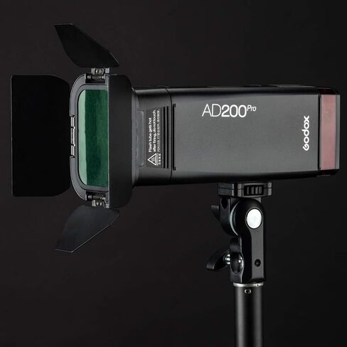 GODOX AD200 Pro with BD-07 Barn Door Honeycomb, 4 Color Filter Kit, AD-S2 Standard Reflector with Soft Diffuser, 200W 2.4G Flash Strobe, 1/8000 HSS, 0.01-2.1s Recycling in Saudi Arabia