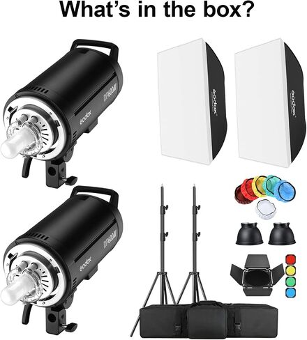 Godox 2 Pack DP600III 1200Ws Studio Flash Strobe Monolight Kit for Studio Shooting,Video Location and Portrait Photography with Softbox,Light Stand,Barn Door kit,Soft Cloth,Bag in Saudi Arabia