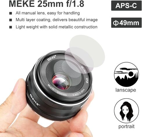 مايك عدسة تركيز يدوي بفتحة واسعة بزاوية واسعة 25 ملم F1.8 APS-C متوافقة مع كاميرات سوني اي ماونت غير العاكسة NEX 3 3N 5 NEX 5T NEX 6 7 A6400 A5000 A5100 A6000 A6100 A6300 A6500 A6600 A67000A6 in Saudi Arabia