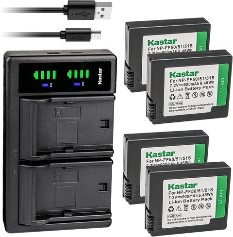 Kastar 2-Pack NP-FF50 Battery and LTD2 USB Charger Compatible with Sony NP-FF50, NP-FF51, NP-FF51S Battery, Sony DCR-PC108, DCR-PC108E, DCR-PC109, DCR-PC109E, DCR-PC350, DCR-PC350E Camera in Saudi Arabia