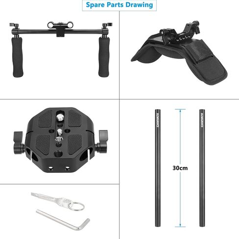 CAMVATE Handheld Shoulder Mount Kit with Sliding Base Plate & Sponge-Covered Handgrip Pair for DSLR Camera - 3029 in Saudi Arabia