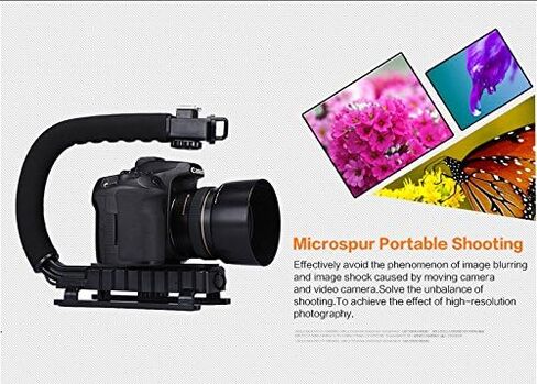 Action Stabilizing Handle, C/U Shape Bracket Grip Portable Video Handheld Camera Stabilizer with Removable Hot Shoe for Flash, Mic, LED or Video Light, Black in Saudi Arabia