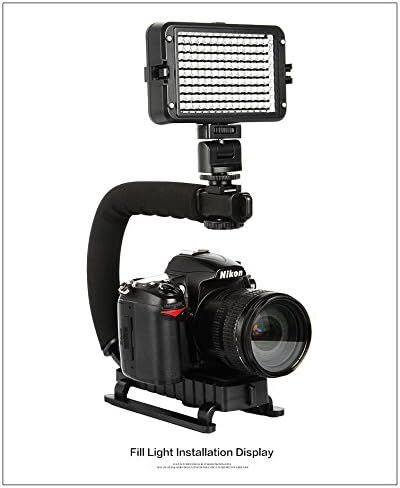 Action Stabilizing Handle, C/U Shape Bracket Grip Portable Video Handheld Camera Stabilizer with Removable Hot Shoe for Flash, Mic, LED or Video Light, Black in Saudi Arabia