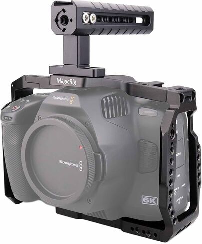 Camera Cage for Blackmagic Design Pocket Cinema BMPCC 6K Pro & G2 | BMPCC 6K Pro/G2 Cage Kit | with Top Handle | Built-in Cold Shoe, NATO Rail | Aluminum Alloy Cage | Detacbable in Saudi Arabia