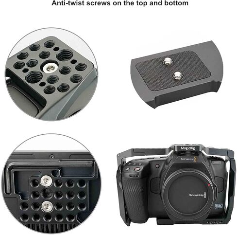 Camera Cage for Blackmagic Design Pocket Cinema BMPCC 6K Pro & G2 | BMPCC 6K Pro/G2 Cage Kit | with Top Handle | Built-in Cold Shoe, NATO Rail | Aluminum Alloy Cage | Detacbable in Saudi Arabia