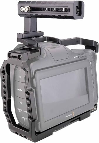 Camera Cage for Blackmagic Design Pocket Cinema BMPCC 6K Pro & G2 | BMPCC 6K Pro/G2 Cage Kit | with Top Handle | Built-in Cold Shoe, NATO Rail | Aluminum Alloy Cage | Detacbable in Saudi Arabia