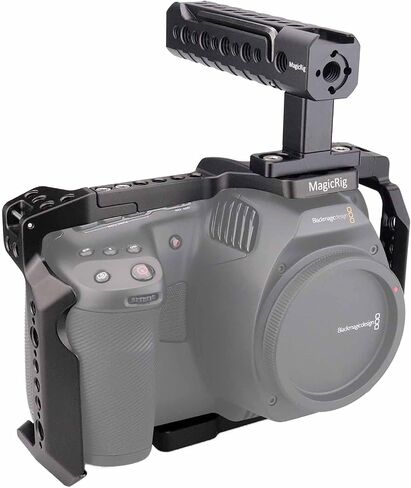 Camera Cage for Blackmagic Design Pocket Cinema BMPCC 6K Pro & G2 | BMPCC 6K Pro/G2 Cage Kit | with Top Handle | Built-in Cold Shoe, NATO Rail | Aluminum Alloy Cage | Detacbable in Saudi Arabia
