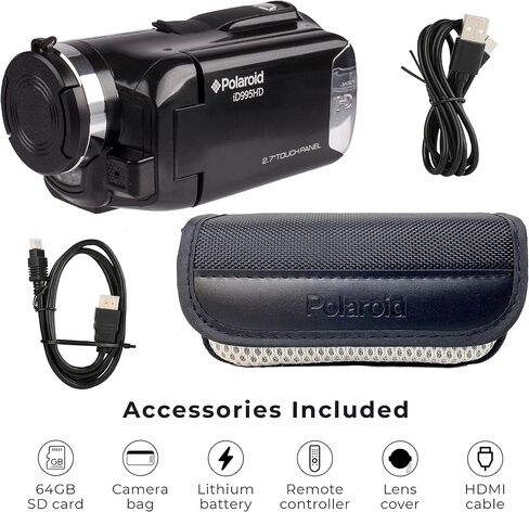 Polaroid 4K Video Camera, Wi-Fi Ultra HD Camcorder with 18x Digital Zoom, 3" IPS Touchscreen Video Recorder with Night vision, Vlogging Camera with 3.5mm Microphone Jack, Rechargeable, SD Card Slot in Kuwait