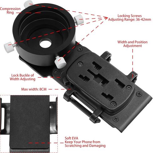 Tydeux Smartphone iPhone Adapter with T2 Thread and Eyepiece Adapter 44-52mm - for Photography with telescopes and Spotting Scope or Binoculars in Saudi Arabia