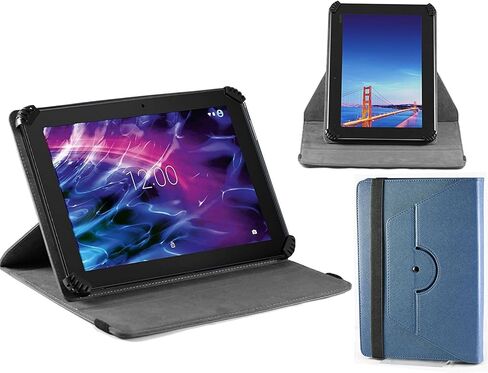 Navitech Blue Faux Leather Case Cover with 360 Rotational Stand Compatible with The Presto 10 Zoll Tablet in Saudi Arabia