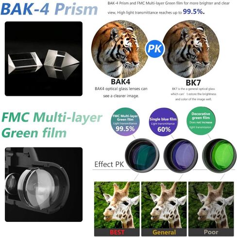 تلسكوب أحادي العدسات عالي الدقة 12 × 50 عالي القوة مقاوم للماء، منشور BAK4 FMC لمشاهدة الطيور البرية والصيد والتسلق ومشاهدة الطيور والتخييم والسفر in Saudi Arabia