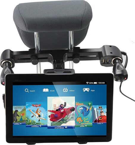 Navitech USB Port 4.2A headrest Mount with Integrated car Charger Compatible with The Koolertron 9.5" LCD TFT Portable DVD Player in Kuwait