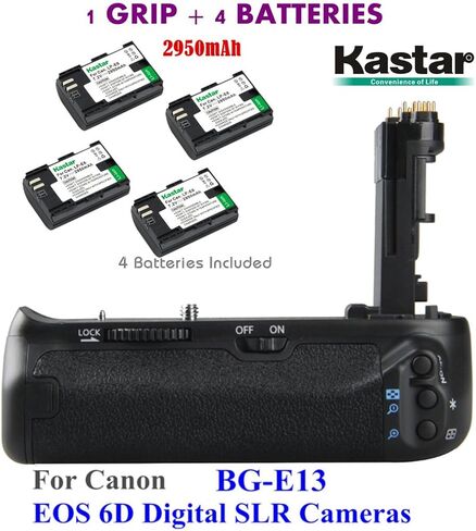 Kastar Pro Multi-Power Vertical Battery Grip (Replacement for BG-E13) + 4X LP-E6 Replacement Batteries for EOS 6D Digital SLR Cameras in Saudi Arabia