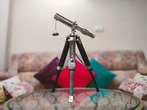 سطح المكتب بلمسة نهائية من النيكل حامل خشبي قابل للتعديل بحري عتيق من النحاس الصلب ترايبود تلسكوب ديكور المنزل سطح الطاولة in Kuwait