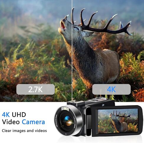 Camcorders Video Camera 4k with 3" Touch Screen and 32G Card, WiFi Digital Camera, 18X Digital Zoom, Vlogging Camera for YouTube Video Recording, Kids Video Camera, Remote, Microphone in Kuwait