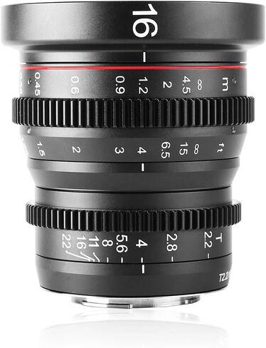 Meike 16mm T2.2 Manual Focus Wide Angle Fixed Prime Cinema Lens for M43 Micro Four Thirds MFT Mount Cameras and Cinema Camera BMPCC in Saudi Arabia