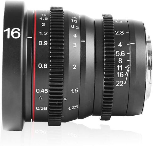 Meike 16mm T2.2 Manual Focus Wide Angle Fixed Prime Cinema Lens for M43 Micro Four Thirds MFT Mount Cameras and Cinema Camera BMPCC in Saudi Arabia