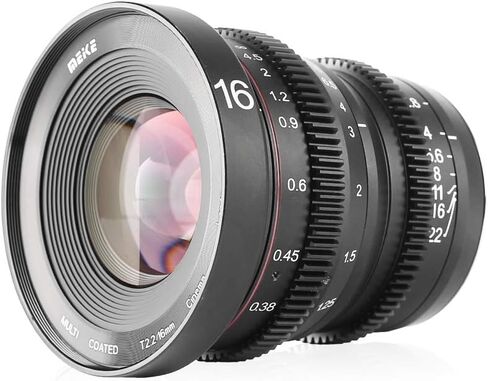 Meike 16mm T2.2 Manual Focus Wide Angle Fixed Prime Cinema Lens for M43 Micro Four Thirds MFT Mount Cameras and Cinema Camera BMPCC in Saudi Arabia