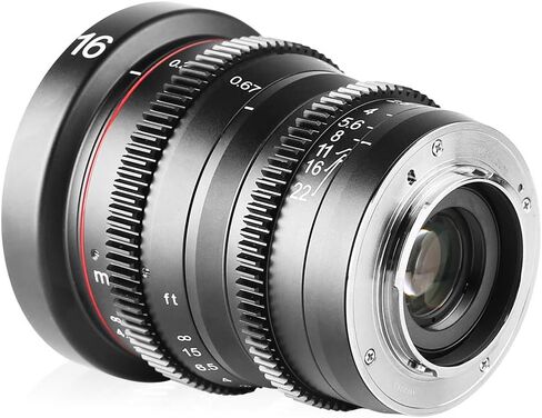 Meike 16mm T2.2 Manual Focus Wide Angle Fixed Prime Cinema Lens for M43 Micro Four Thirds MFT Mount Cameras and Cinema Camera BMPCC in Saudi Arabia