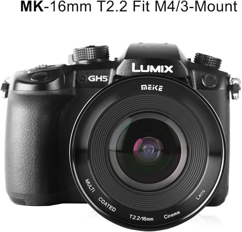 Meike 16mm T2.2 Manual Focus Wide Angle Fixed Prime Cinema Lens for M43 Micro Four Thirds MFT Mount Cameras and Cinema Camera BMPCC in Saudi Arabia