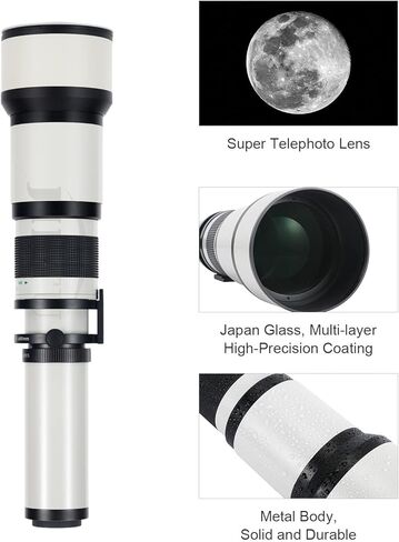 JINTU 650-1300mm Telephoto Zoom Lens F/8.3 for Canon Nikon SLR T8 T8i T7i T7s T7 T6s T6i T6 T5 SL3 SL2 4000D 650D 800D 550D 80D 90D 60D 5D IV D5600 D5500 D5100 D3300 D3200 D7500 D90 in Kuwait