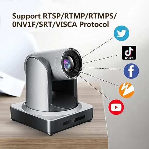 HaiweiTech 2.0 MP IP POE NDI Camera 3G-SDI HDMI PTZ Camera 1080P 60 FPS, 20X Optical Zoom 10X Digital Zoom Church Live Streaming Camera Broadcast Conference Education Events in Kuwait
