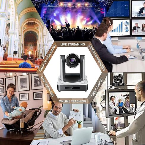HaiweiTech 2.0 MP IP POE NDI Camera 3G-SDI HDMI PTZ Camera 1080P 60 FPS, 20X Optical Zoom 10X Digital Zoom Church Live Streaming Camera Broadcast Conference Education Events in Kuwait